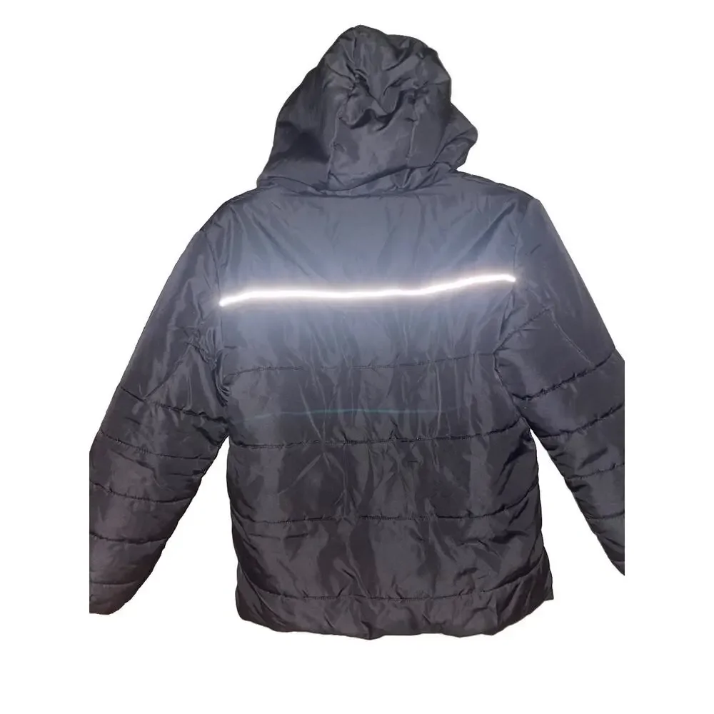 SWISS TECH Kids Puffer Jacket Boys Zip Up Hoodie Pockets Black Sz 8 B001